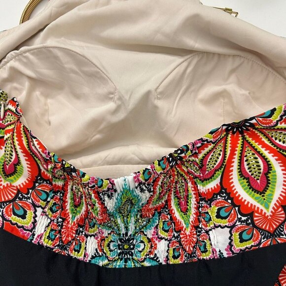 Eliza J Halter Maxi Dress Womens Size 6 Petite 6P Smocked Colorful Vacation - Picture 10 of 11